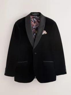 Smokings En Feestkleding*Next - Normale Pasvorm - Signature Pontoglio Italiaanse fluwelen blazer met sjaalkraag Zwart
