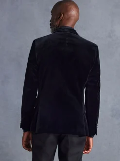 Smokings En Feestkleding|Next - Normale Pasvorm - Signature Pontoglio Italiaanse fluwelen blazer Zwart