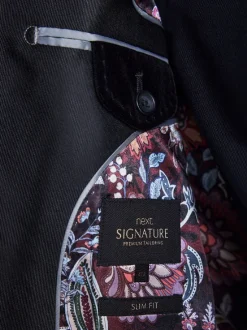 Smokings En Feestkleding|Next - Normale Pasvorm - Signature Pontoglio Italiaanse fluwelen blazer Zwart