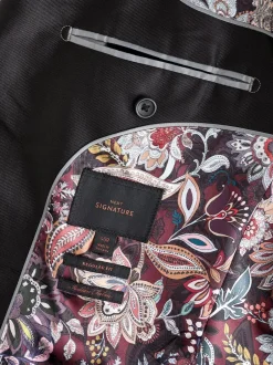 Smokings En Feestkleding|Next - Normale Pasvorm - Signature Pontoglio Italiaanse fluwelen blazer Zwart