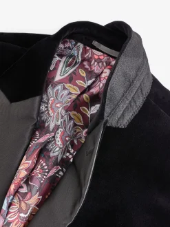 Smokings En Feestkleding|Next - Normale Pasvorm - Signature Pontoglio Italiaanse fluwelen blazer Zwart