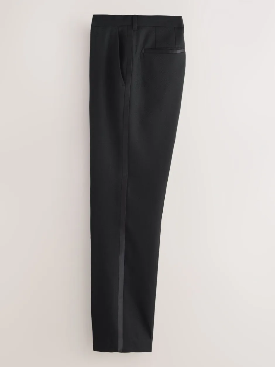 Smokings En Feestkleding|Broeken En Chino's*Next Zwart - Normale Pasvorm - Smokingpantalon met biesdetail en textuur