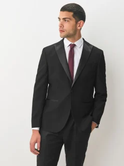 Smokings En Feestkleding|Blazers En Business-Jasjes|Next Zwart - Normale Pasvorm - Smoking: colbert