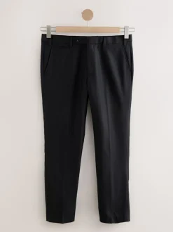 Formele Broek|Next - Normale Pasvorm - Signature - 100% Wollen broek met Motion Flex-tailleband Zwart