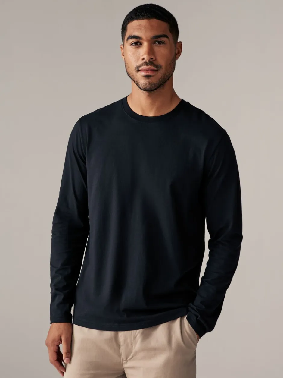 T-Shirts En Hemden|Next Zwart - Normale Pasvorm - T-shirt met lange mouwen en ronde hals