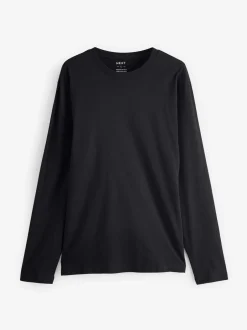 T-Shirts En Hemden|Next Zwart - Normale Pasvorm - T-shirt met lange mouwen en ronde hals