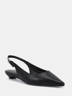 Lage Schoenen|Novo - Clover Point Toe Low Heel Slingback Shoes Zwart