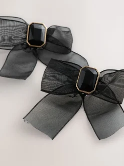 Sieraden*Next Zwart - Organza Bow Stud Earrings