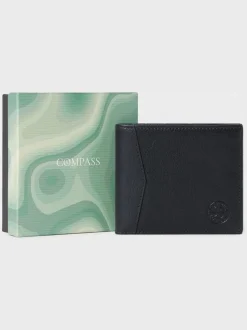 Portemonnees|Osprey London - The Compass leren Portemonnee Zwart
