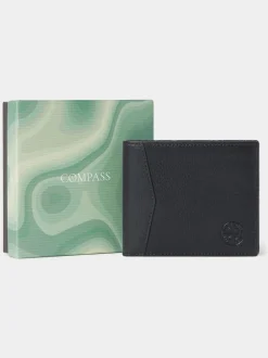 Portemonnees|Osprey London - The Compass leren muntenportemonnee Zwart