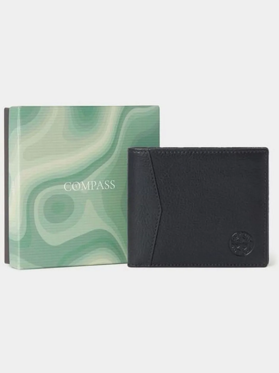 Portemonnees|Osprey London - The Compass leren muntenportemonnee Zwart