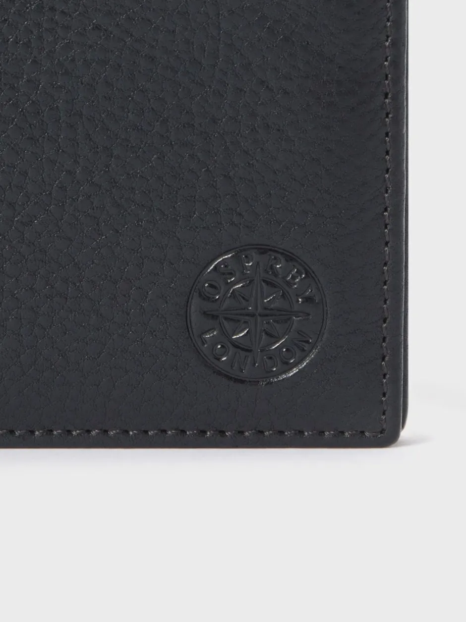 Portemonnees|Osprey London - The Compass leren muntenportemonnee Zwart