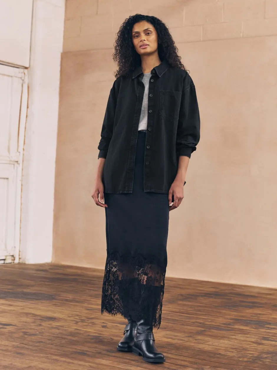 Blouses En Overhemden|Tops En T-Shirts*Next Zwart - Oversized denim overhemd