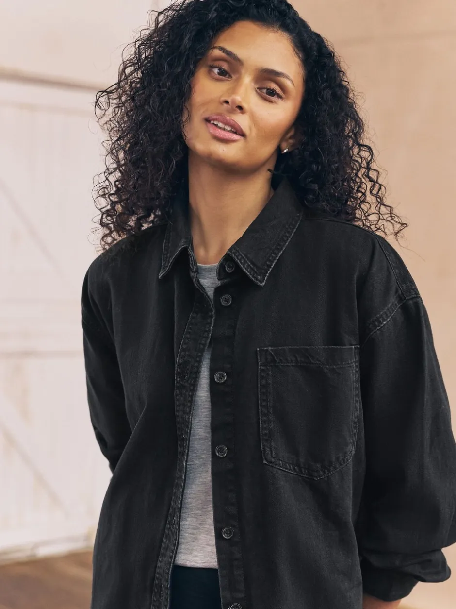 Blouses En Overhemden|Tops En T-Shirts*Next Zwart - Oversized denim overhemd