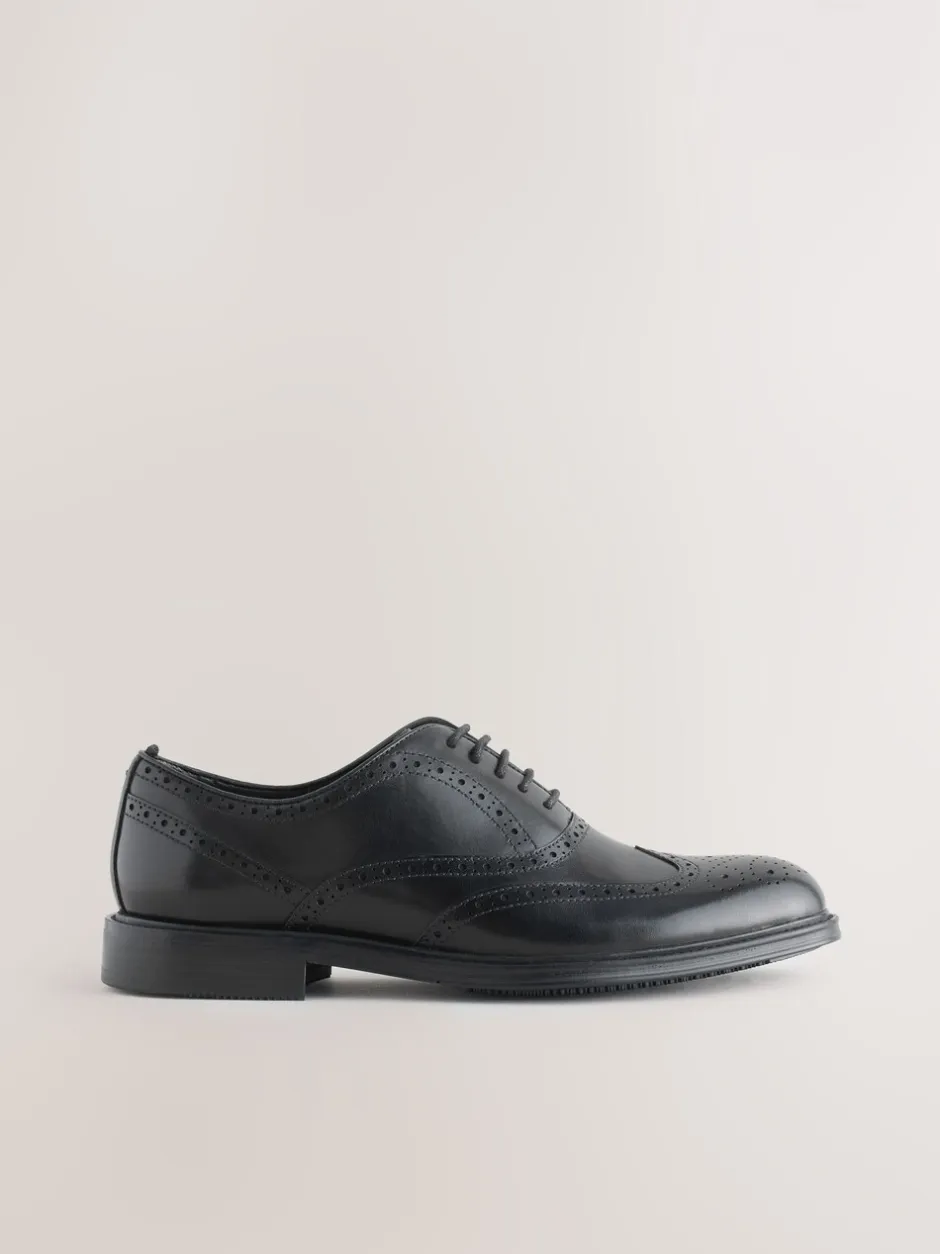 Formele Schoenen*Next - Oxford Wingcap Leather Shoes Zwart