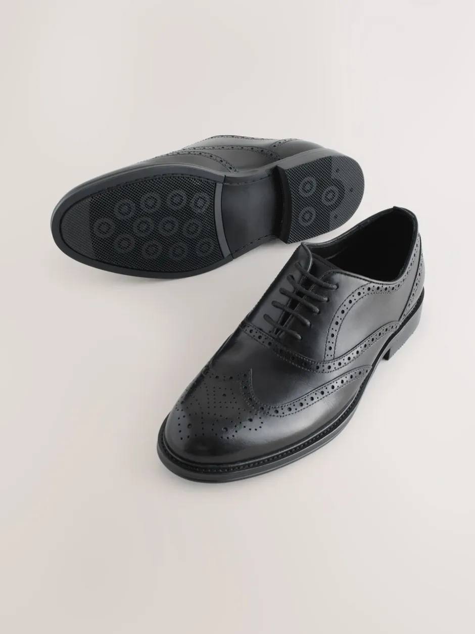 Formele Schoenen*Next - Oxford Wingcap Leather Shoes Zwart