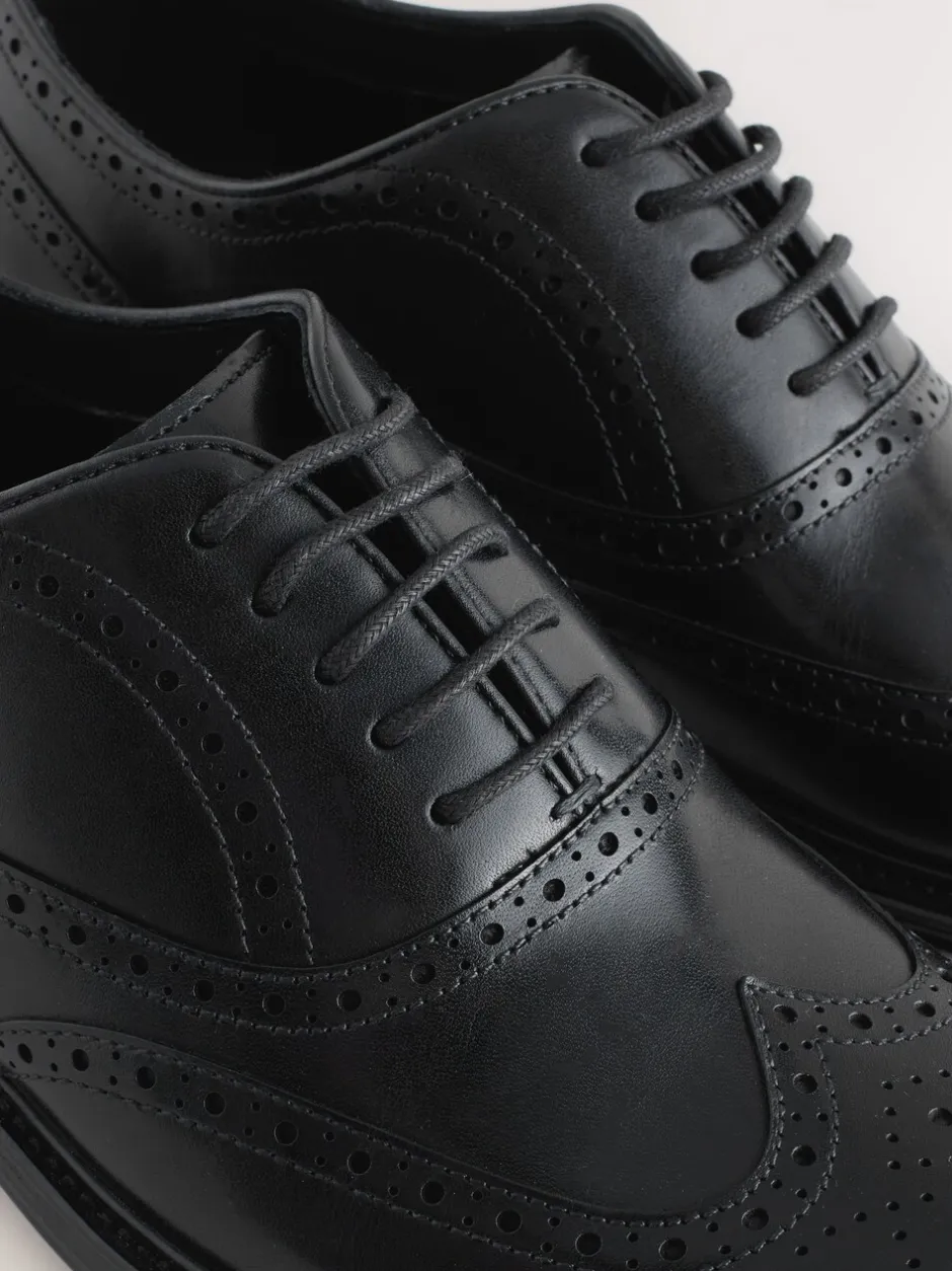 Formele Schoenen*Next - Oxford Wingcap Leather Shoes Zwart