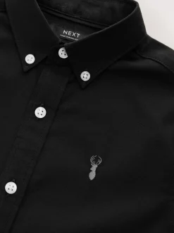 Shirts*Next Zwart - Oxford-overhemd met korte mouwen mouwen en hoog aandeel katoen (3-16 jr)