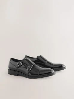 Schoenen|Formele Schoenen|Next Zwart - Patent Toecap Double Monk Shoes
