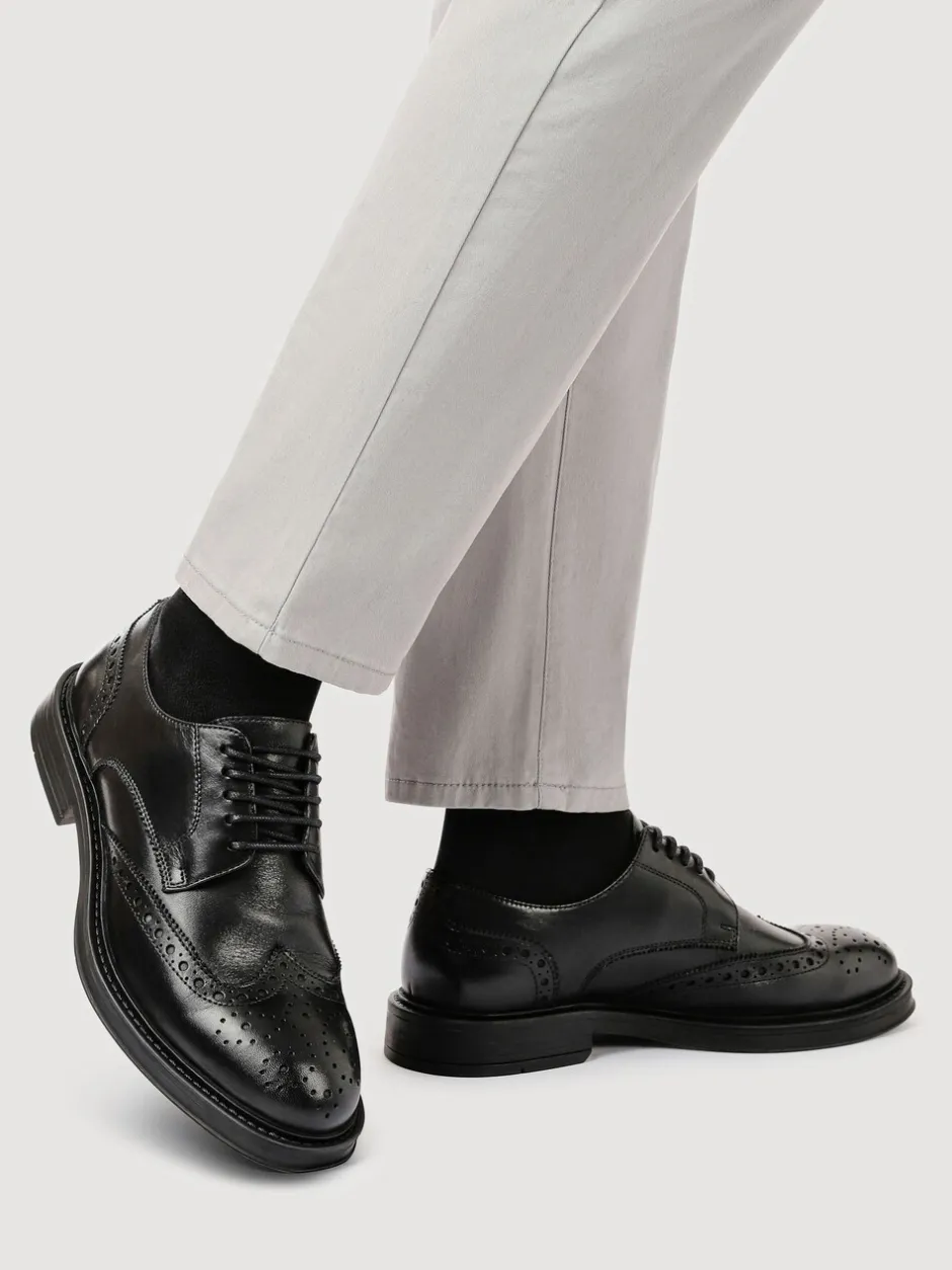 Formele Schoenen*Pavers Zwart - Wide Fit Leather Brogue Derby Shoes