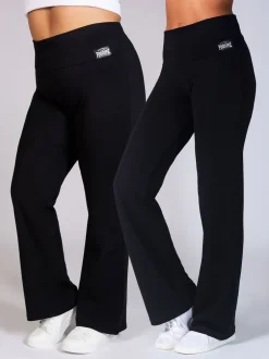 Leggings En Joggingbroeken|Sportkleding|Pineapple - jersey broek met vouwtailleband voor dames Zwart