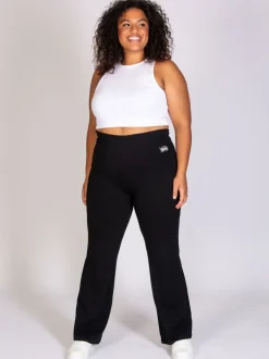 Leggings En Joggingbroeken|Sportkleding|Pineapple - jersey broek met vouwtailleband voor dames Zwart