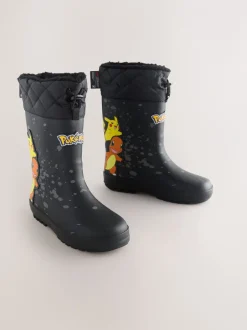 Laarzen|Next Zwart - Pokemon warme gevoerde Laarzen met kraag