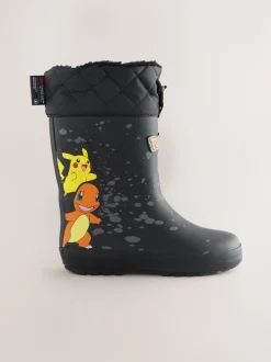 Laarzen|Next Zwart - Pokemon warme gevoerde Laarzen met kraag
