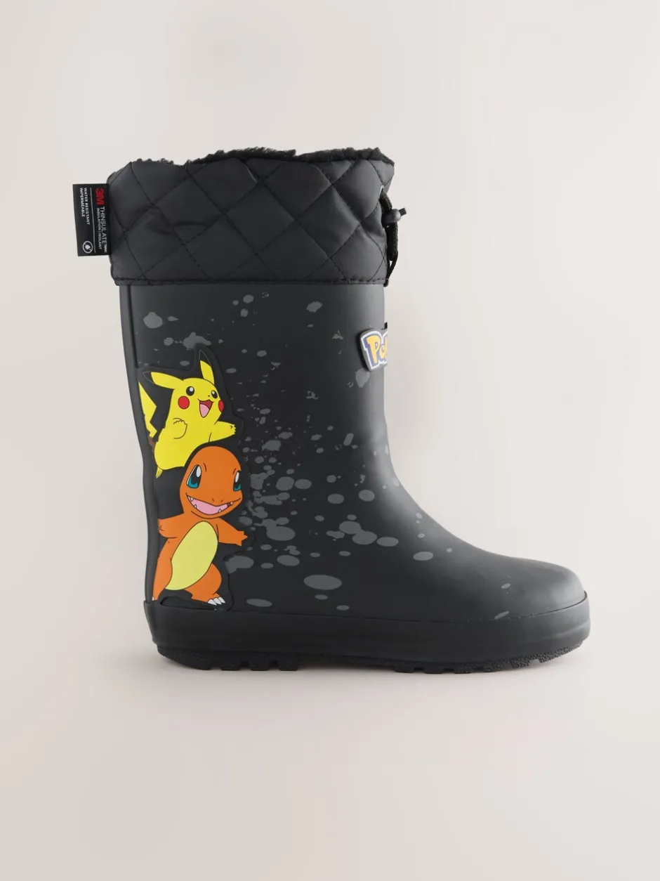 Laarzen|Next Zwart - Pokemon warme gevoerde Laarzen met kraag