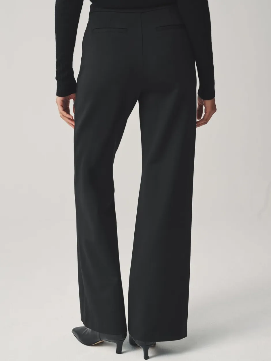 Broeken|Next - Ponte Broek met Wijde pijpen en goudkleurige knoopdetails Zwart