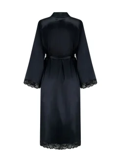 Badjassen*Pour Moi - Dusk Satin Kimono Sleeve Midi Gown Zwart