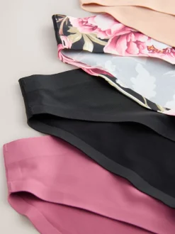 Onderbroeken|Next Zwart / Praline Huidskleur / Roze Bloemen - Set van 4 No VPL menstruatieslips voor medium vloeien