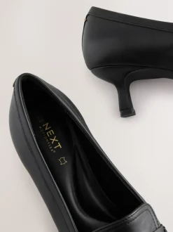 Schoenen Met Hakken|Next - Premium Leather With Motionflex Point Toe Tassel Heels Loafers Zwart