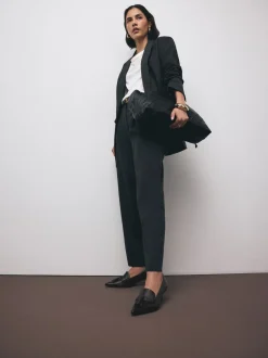 Schoenen Met Hakken|Next - Premium Leather With Motionflex Point Toe Tassel Heels Loafers Zwart