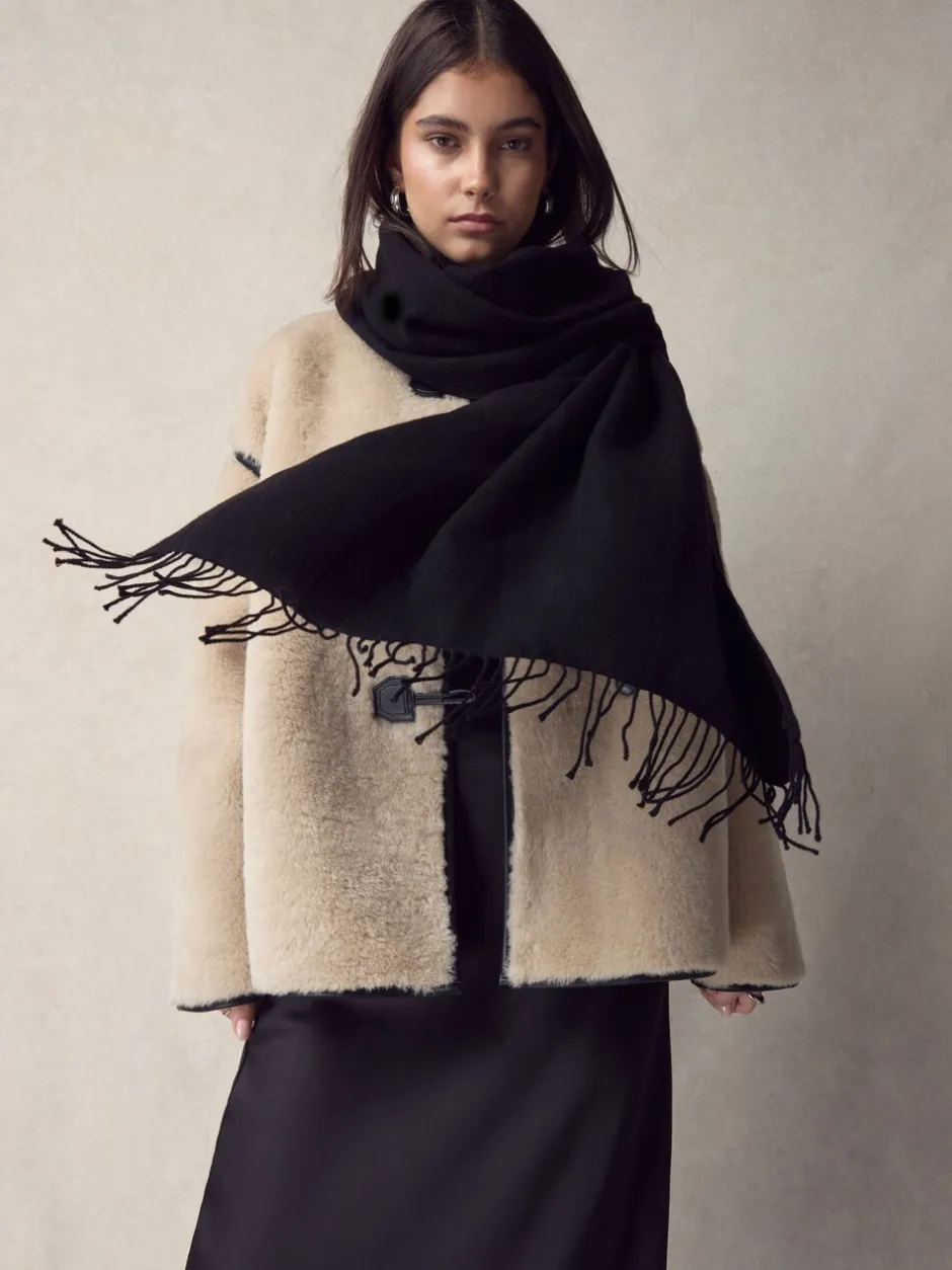 Mutsen, Handschoenen En Sjaals|Next - Premium Made in Italy Twill Midweight Shawl Scarf Zwart