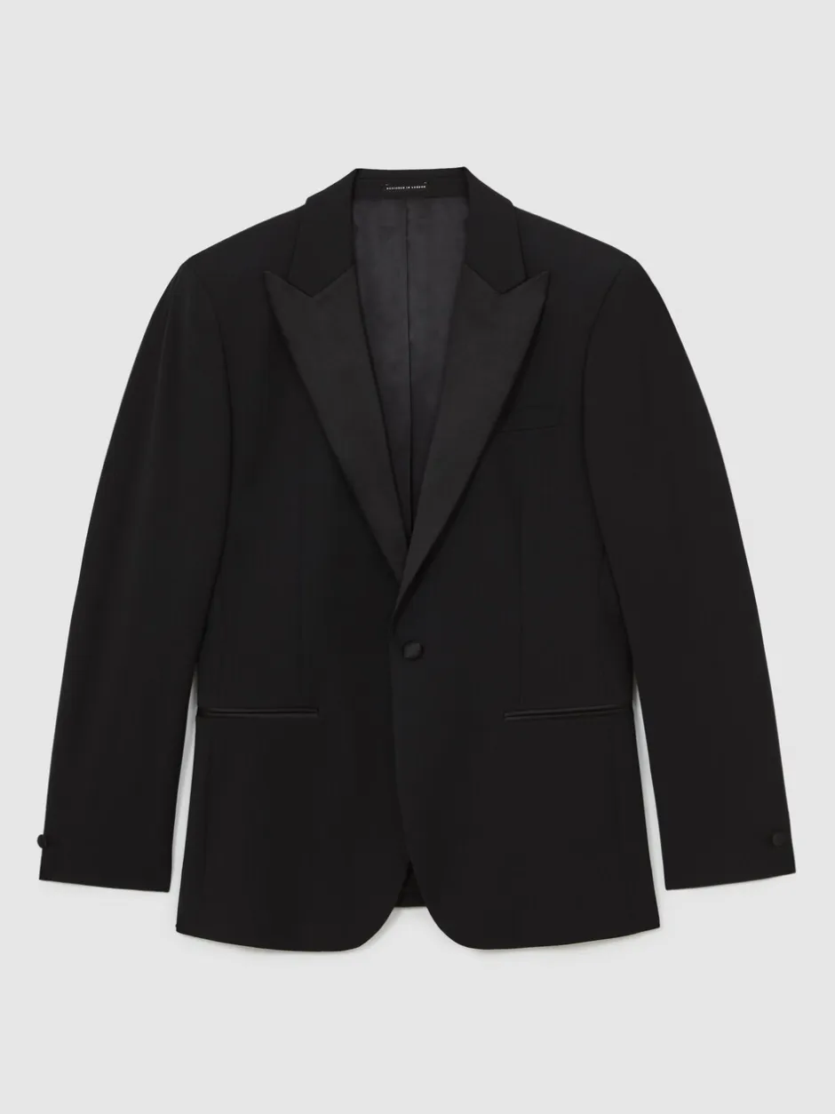 Smokings En Feestkleding|Reiss Zwart - Punt revers - Poker modieus gesneden Single breasted Jack Tailored-Fit