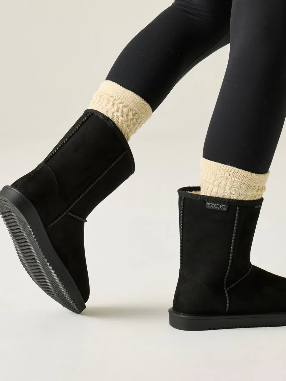 Sportkleding*Regatta - Risley Behaaglijke halflange waterdichte Boots met voering van imitatiebont Zwart