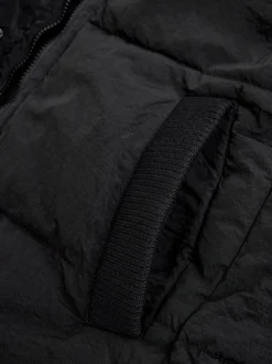 Jassen En Jacks|Next Zwart - Regenbestendige bodywarmer met capuchon en gebreide kraag