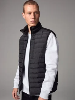 Jassen En Jacks*Next Zwart - Regenbestendige, dunne gewatteerde bodywarmer