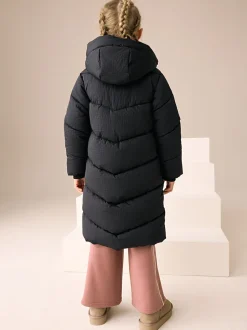 Schoolkleding|Jassen En Jacks|Next Zwart - Regenbestendige lange gewatteerde jas (3-16jr)
