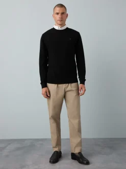 Gebreide Kleding|Next - Regular Fit getextureerde schijn-Oxford overhemdtrui Zwart