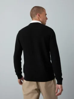Gebreide Kleding|Next - Regular Fit getextureerde schijn-Oxford overhemdtrui Zwart