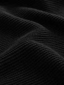 Gebreide Kleding*Next - Regular Fit getextureerde schijn-Oxford overhemdtrui Zwart