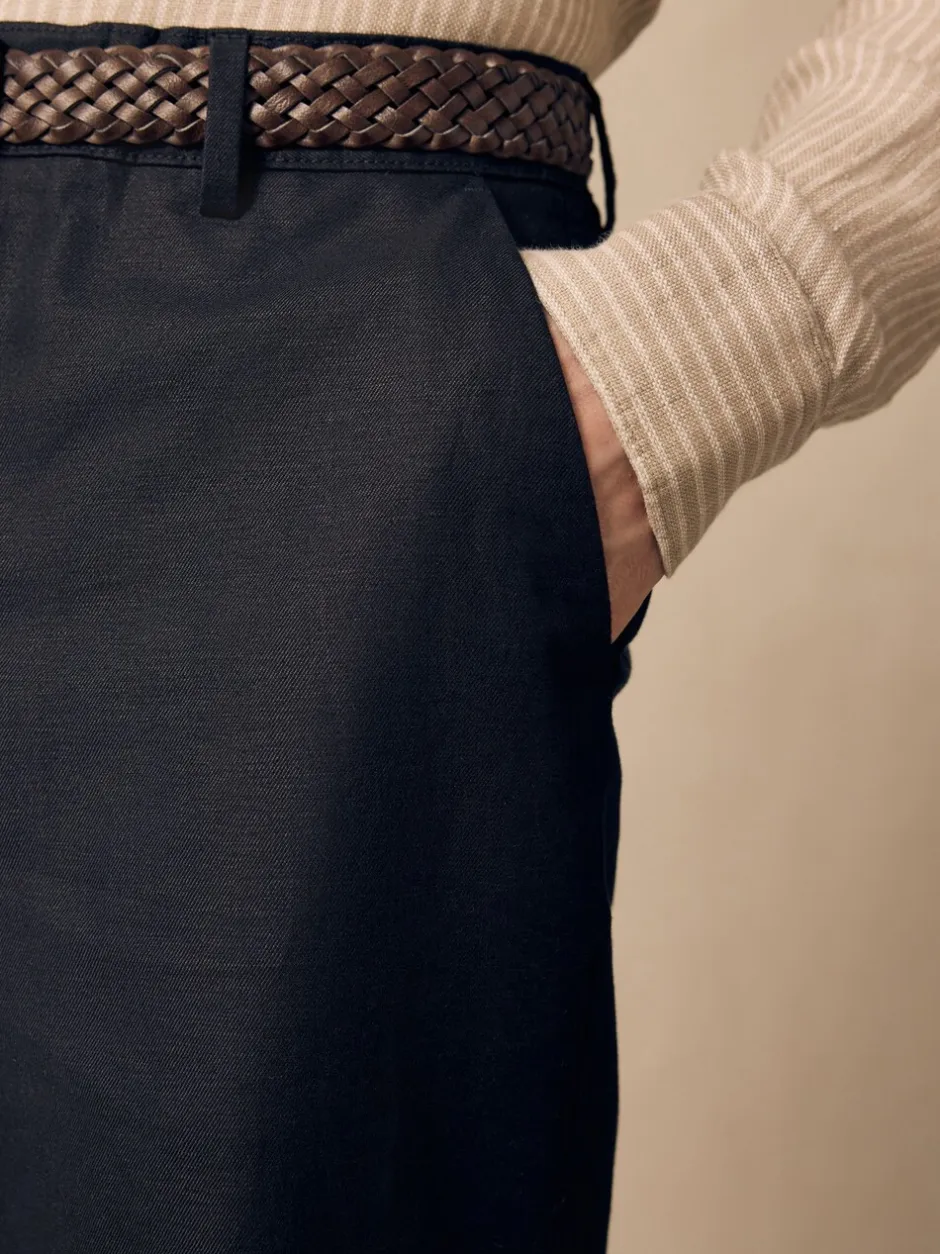 Formele Broek*Next - Regular fit linnen-katoenmix broek met ceintuur Zwart