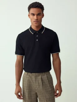 Poloshirts*Next Zwart - Regular fit poloshirt met korte mouwen en contrasterende randen