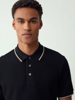 Poloshirts*Next Zwart - Regular fit poloshirt met korte mouwen en contrasterende randen