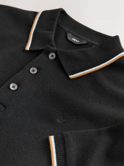Poloshirts*Next Zwart - Regular fit poloshirt met korte mouwen en contrasterende randen