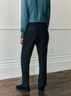Smokings En Feestkleding*Next Zwart - Regular Fit Signature Marzotto Wool Tuxedo Trousers With Side Tape Detail