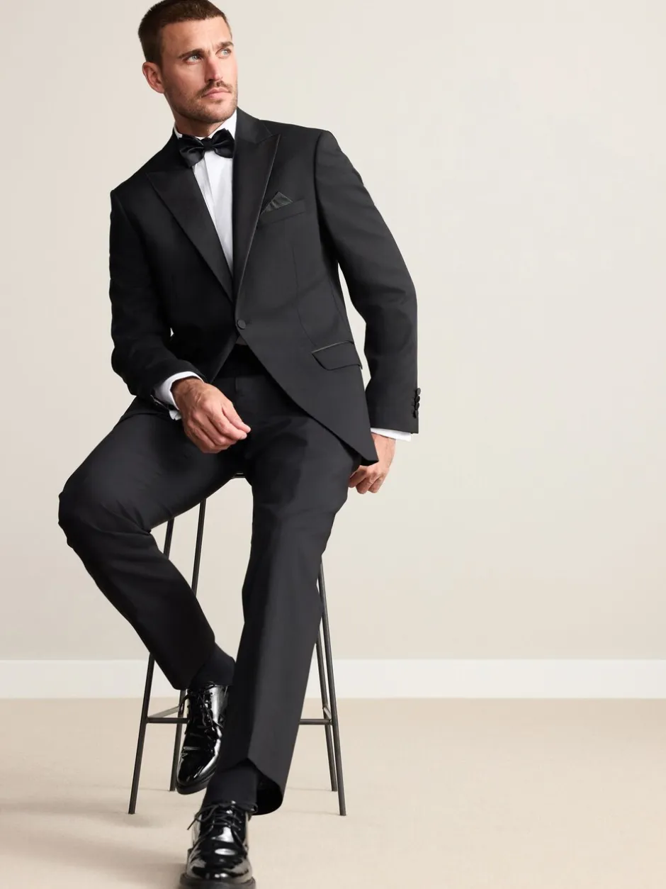 Smokings En Feestkleding|Blazers En Business-Jasjes|Next Zwart - Regular Fit Signature Nova Fides 100% Italian Wool Tuxedo Suit Jacket
