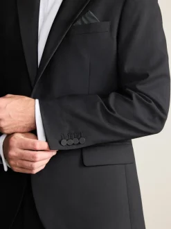Smokings En Feestkleding|Blazers En Business-Jasjes|Next Zwart - Regular Fit Signature Nova Fides 100% Italian Wool Tuxedo Suit Jacket